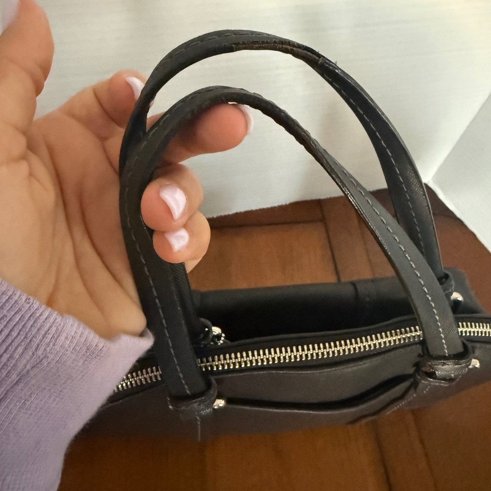 Coach Peyton Cora Domed Satchel Black Saffiano Leather Handbag Silver Hardware - Picture 8 of 8